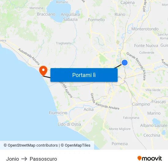 Jonio to Passoscuro map