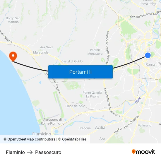 Flaminio to Passoscuro map