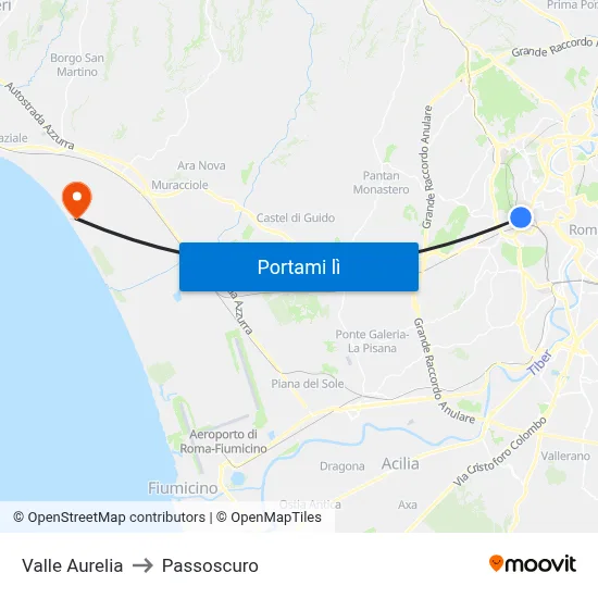 Valle Aurelia to Passoscuro map