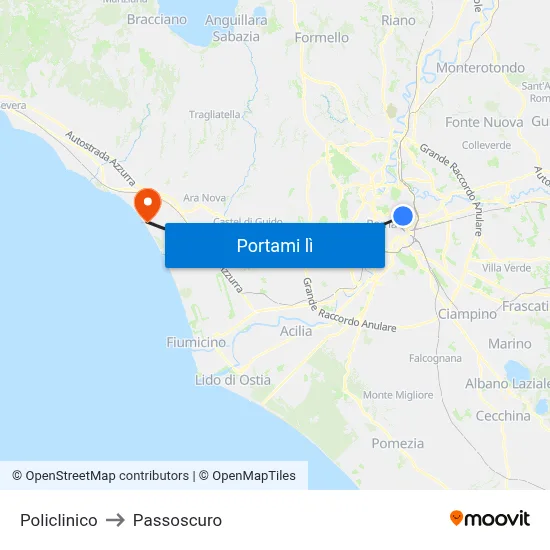 Policlinico to Passoscuro map