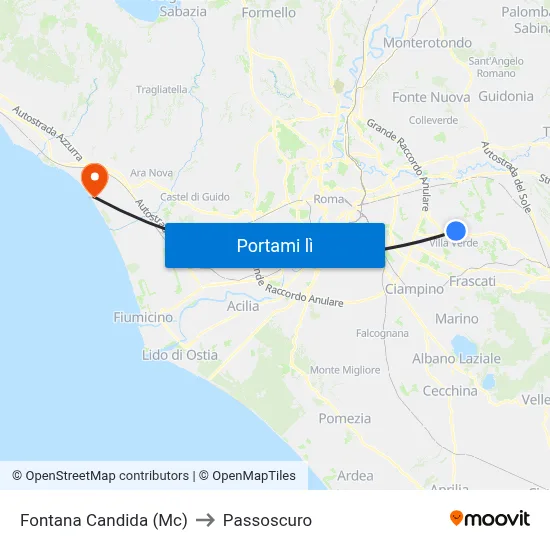 Fontana Candida (Mc) to Passoscuro map