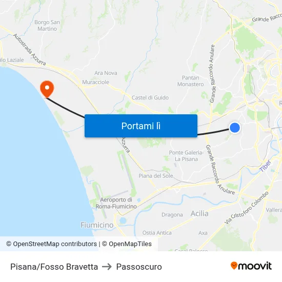 Pisana/Fosso Bravetta to Passoscuro map