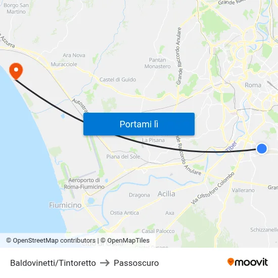 Baldovinetti/Tintoretto to Passoscuro map