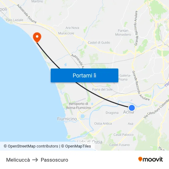 Melicuccà to Passoscuro map