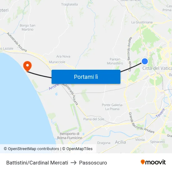 Battistini/Cardinal Mercati to Passoscuro map