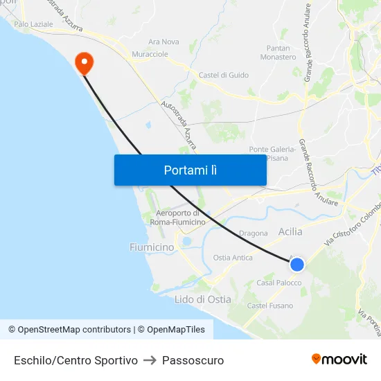 Eschilo/Centro Sportivo to Passoscuro map
