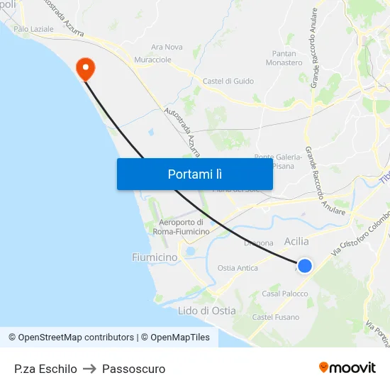 P.za Eschilo to Passoscuro map