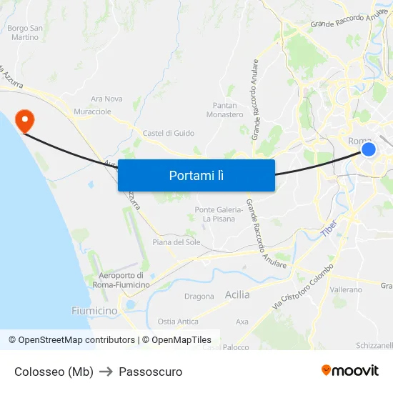 Colosseo (Mb) to Passoscuro map
