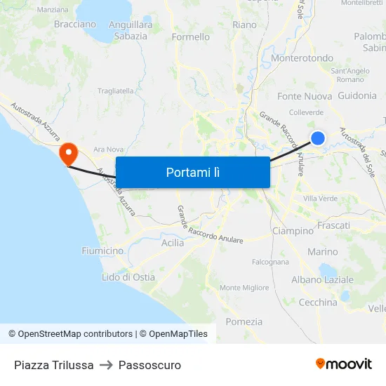 Piazza Trilussa to Passoscuro map