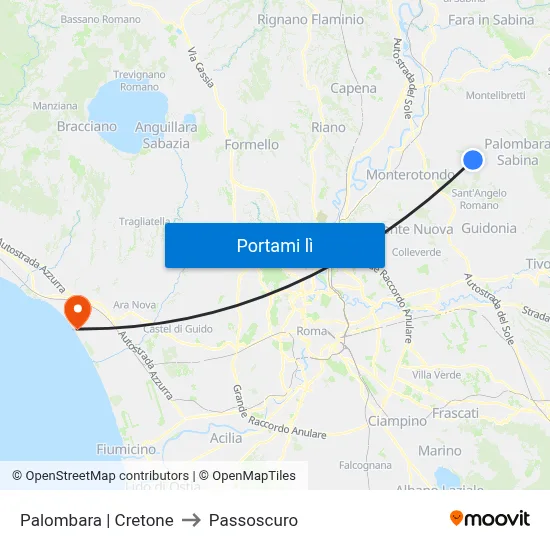 Palombara | Cretone to Passoscuro map