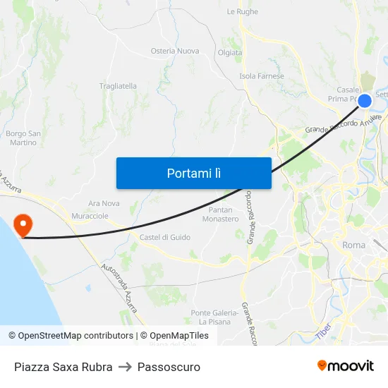 Piazza Saxa Rubra to Passoscuro map