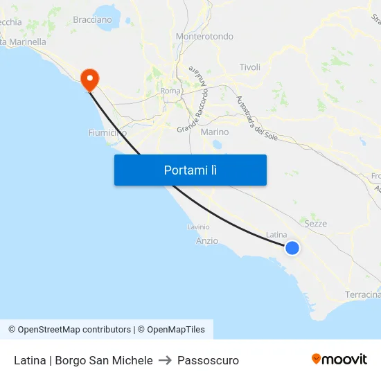 Latina | Borgo San Michele to Passoscuro map