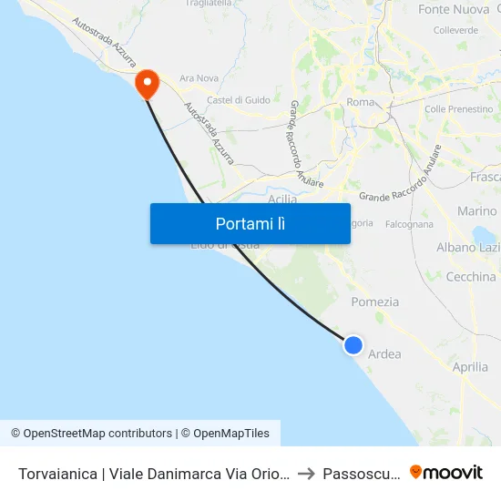 Torvaianica | Viale Danimarca Via Orione to Passoscuro map