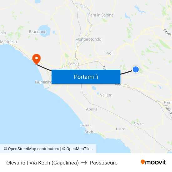 Olevano | Via Koch (Capolinea) to Passoscuro map