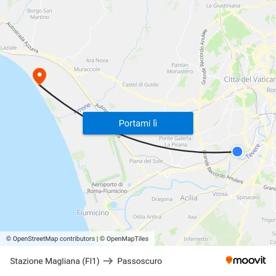 Stazione Magliana (Fl1) to Passoscuro map