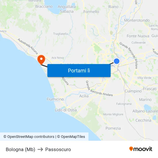 Bologna (Mb) to Passoscuro map