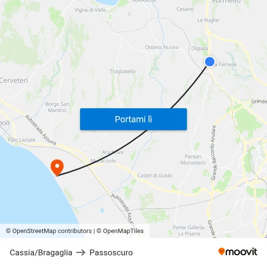 Cassia/Bragaglia to Passoscuro map