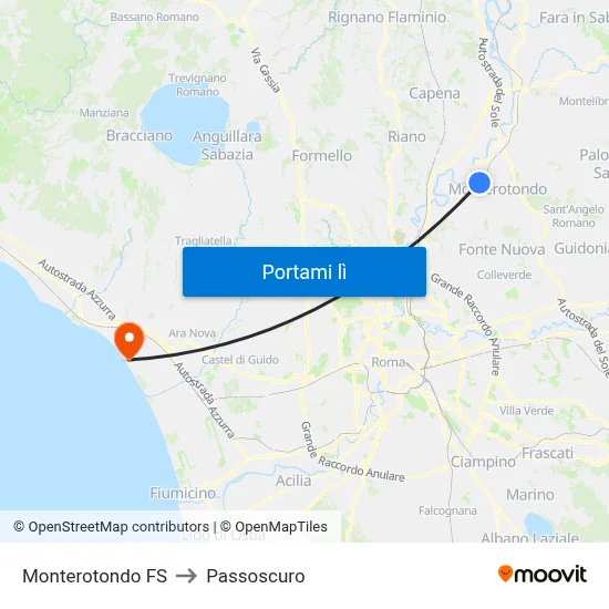 Monterotondo FS to Passoscuro map