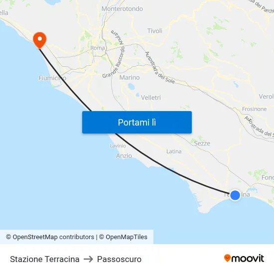 Stazione Terracina to Passoscuro map