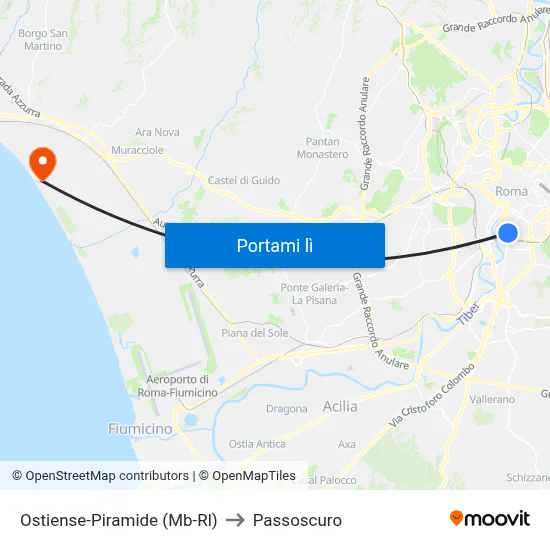 Ostiense-Piramide (Mb-Rl) to Passoscuro map