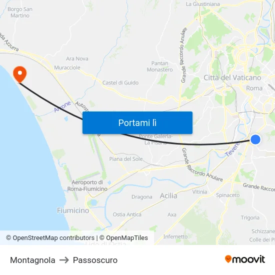 Montagnola to Passoscuro map