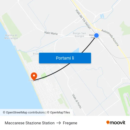 Maccarese Stazione Station to Fregene map