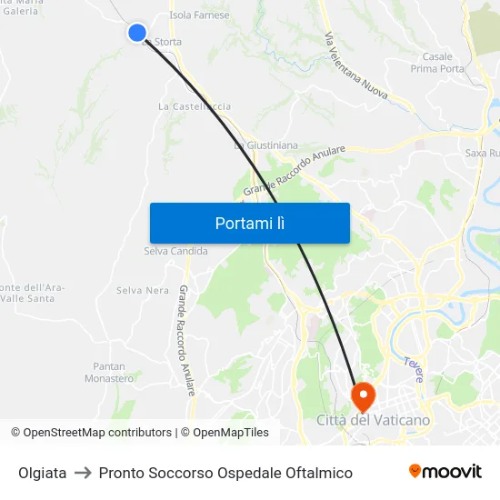 Olgiata to Pronto Soccorso Ospedale Oftalmico map