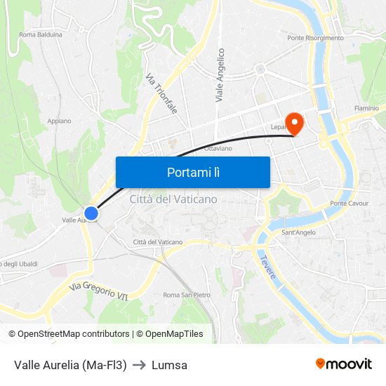 Valle Aurelia (Ma-Fl3) to Lumsa map