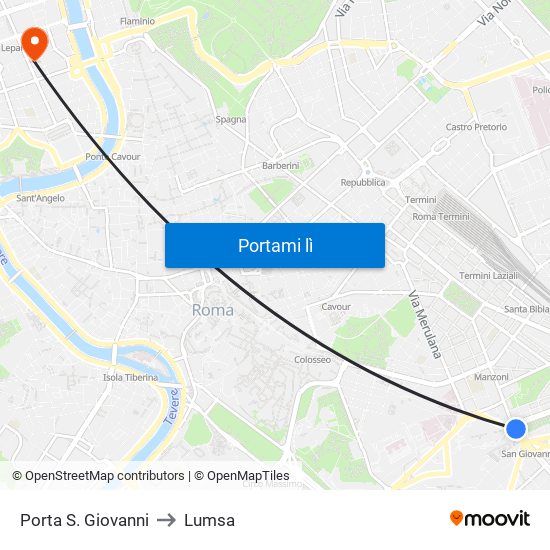 Porta S. Giovanni to Lumsa map