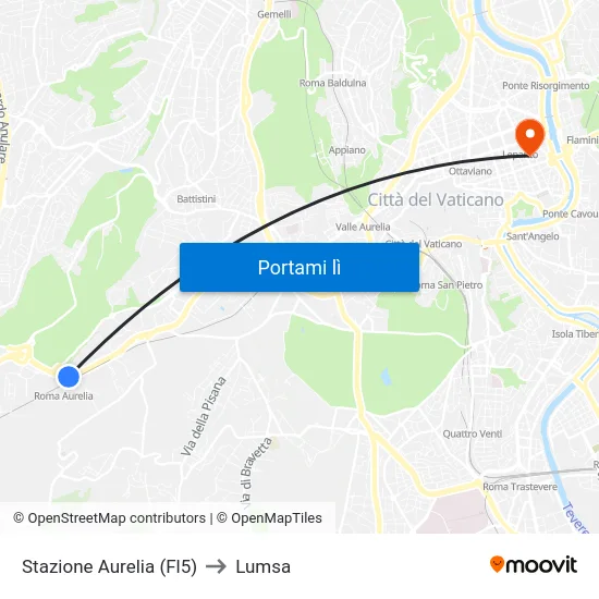 Stazione Aurelia (Fl5) to Lumsa map