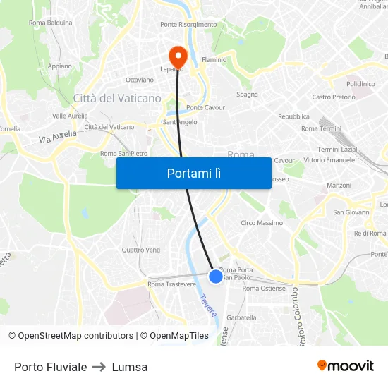 Porto Fluviale to Lumsa map
