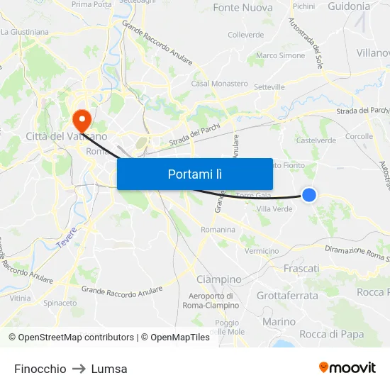 Finocchio to Lumsa map