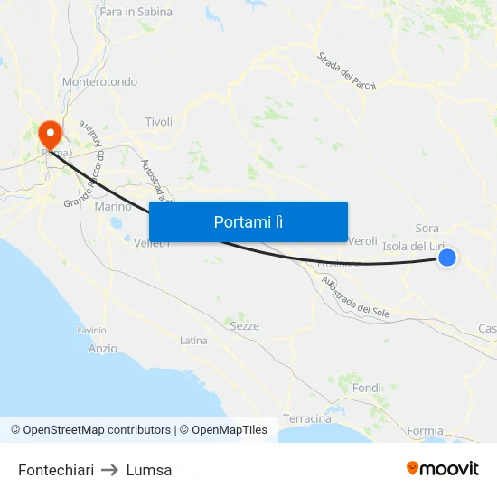 Fontechiari to Lumsa map