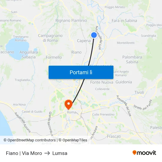 Fiano | Via Moro to Lumsa map