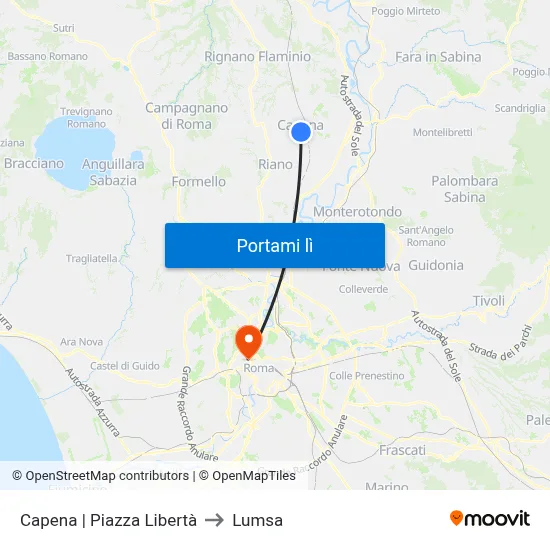 Capena | Piazza Libertà to Lumsa map