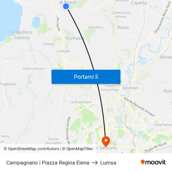 Campagnano | Piazza Regina Elena to Lumsa map