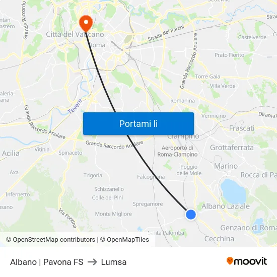 Albano | Pavona FS to Lumsa map
