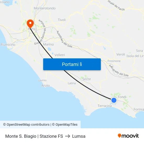 Monte S. Biagio | Stazione FS to Lumsa map
