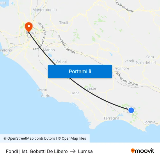 Fondi | Ist. Gobetti De Libero to Lumsa map