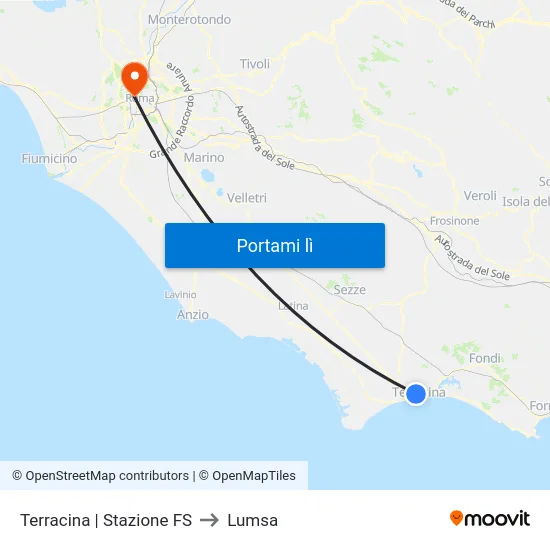 Terracina | Stazione FS to Lumsa map