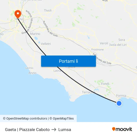 Gaeta | Piazzale Caboto to Lumsa map