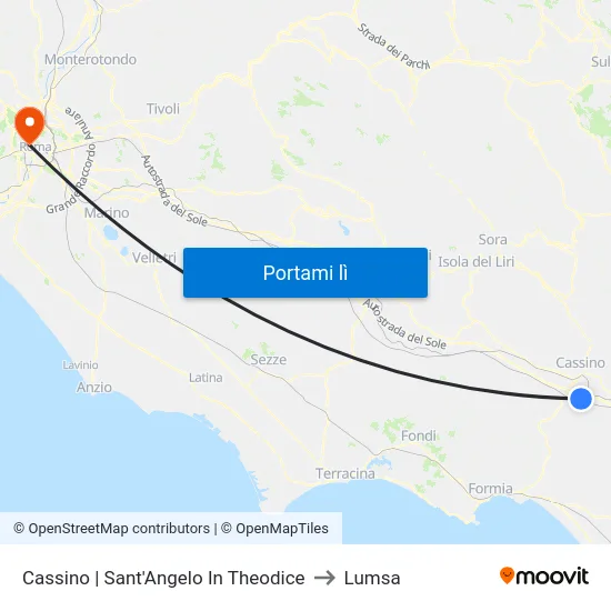 Cassino | Sant'Angelo In Theodice to Lumsa map
