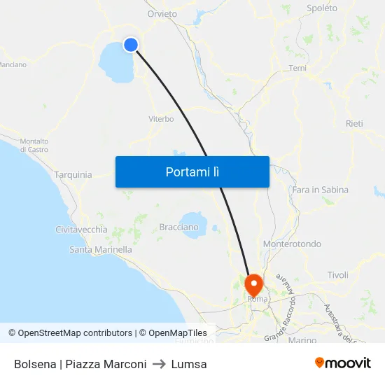 Bolsena | Piazza Marconi to Lumsa map