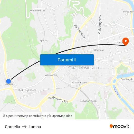 Cornelia to Lumsa map