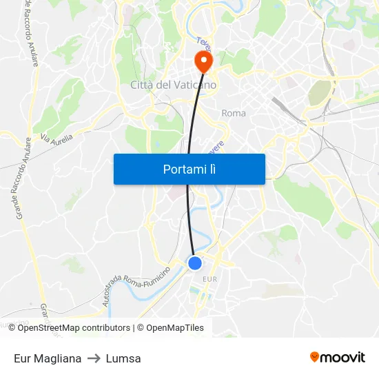 Eur Magliana to Lumsa map