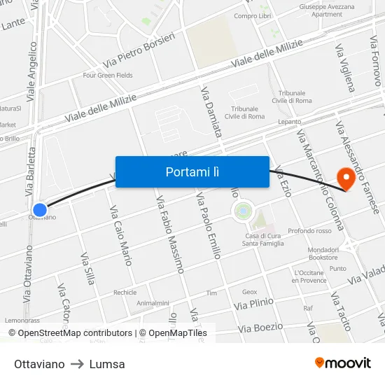 Ottaviano to Lumsa map