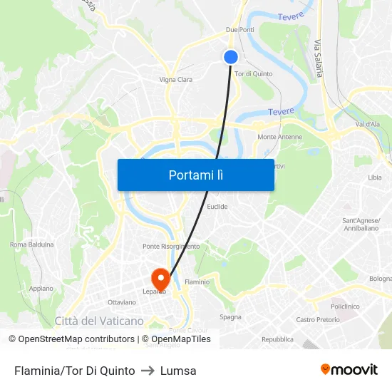 Flaminia/Tor Di Quinto to Lumsa map