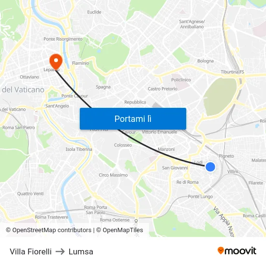 Villa Fiorelli to Lumsa map