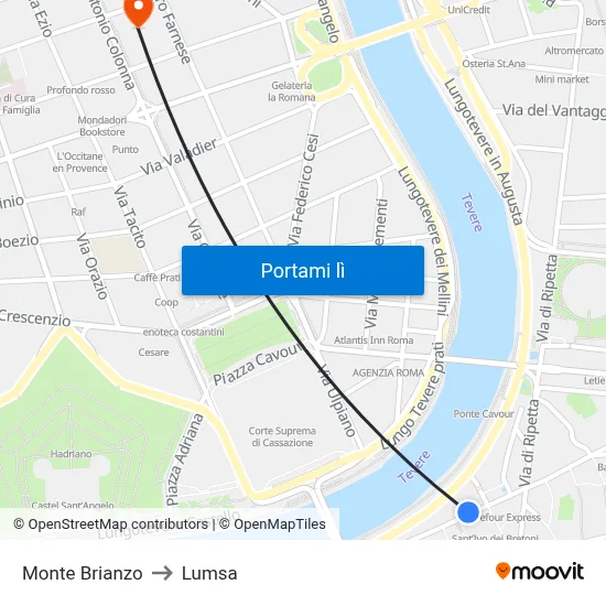 Monte Brianzo to Lumsa map