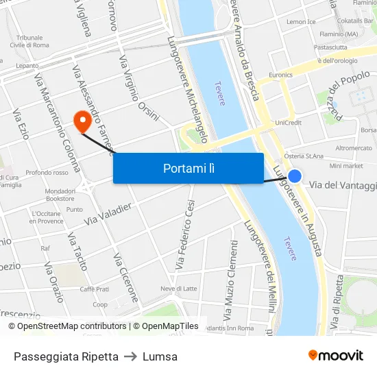Passeggiata Ripetta to Lumsa map